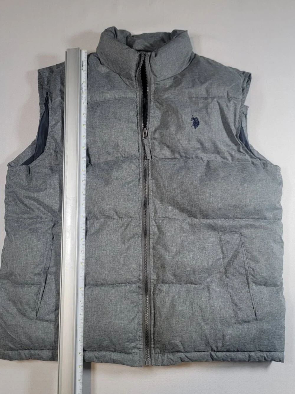 U.S. Polo Assn Men’s Gray Quilted Puffer Vest Full Zip Size Large L